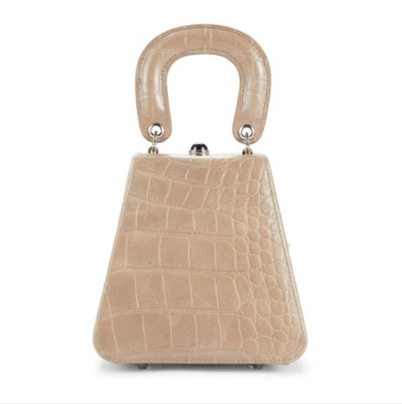 STAUD Handbags - STAUD Kenny Croc-Embossed Leather Top Handle Bag, French Grey, NWT